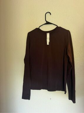 Fabletics Dark Purple Long-Sleeve Crewneck Top